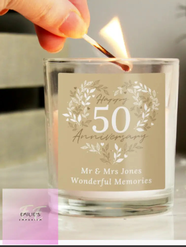 Personalised 50Th Golden Wedding Anniversary Candle Jar
