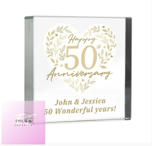 Personalised 50Th Golden Wedding Anniversary Crystal Token