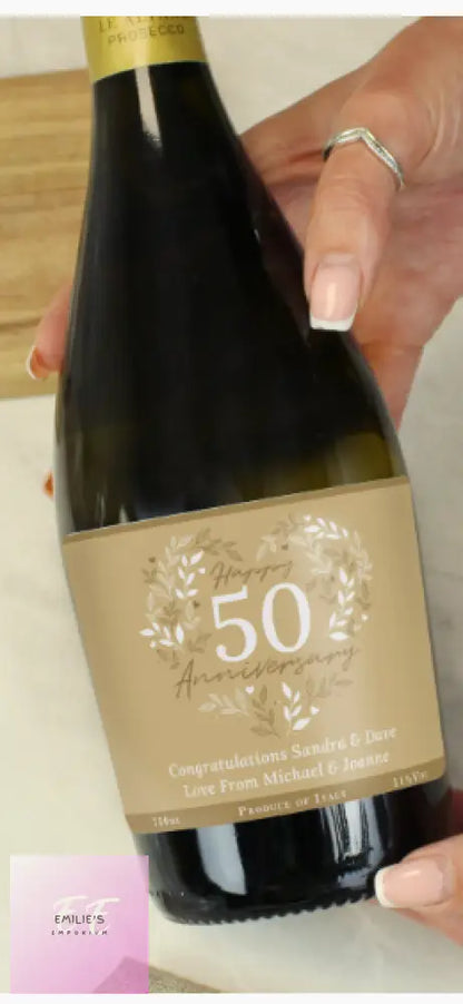 Personalised 50Th Golden Wedding Anniversary Prosecco