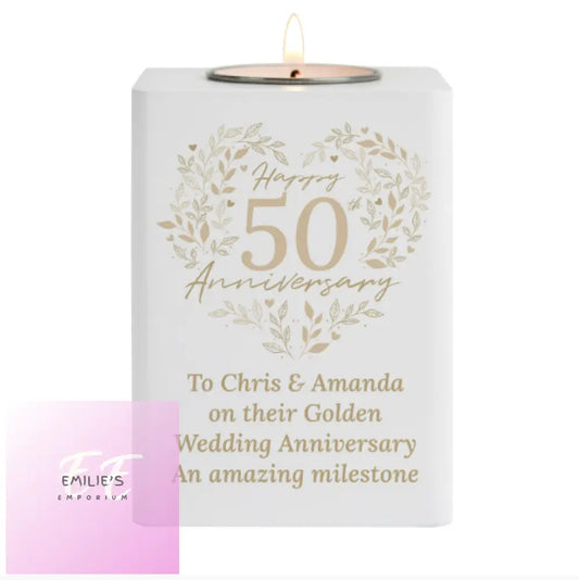 Personalised 50Th Golden Wedding Anniversary Tea Light Holder
