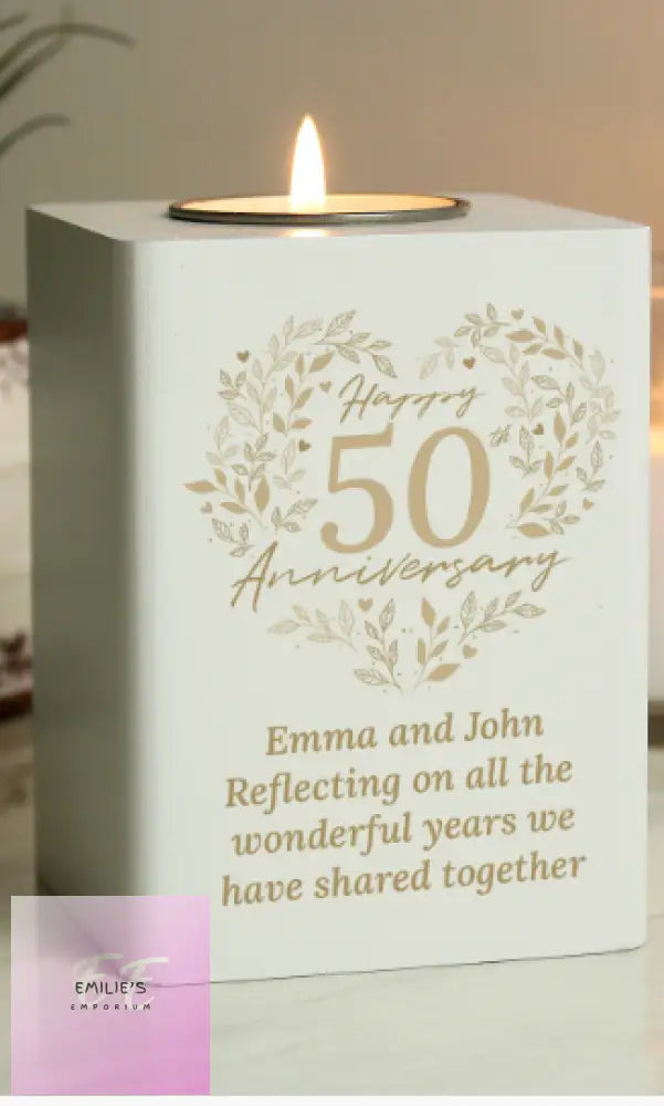 Personalised 50Th Golden Wedding Anniversary Tea Light Holder