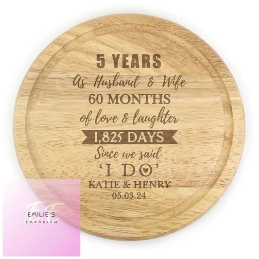 Personalised 5Th Anniversary Heart Chopping Board