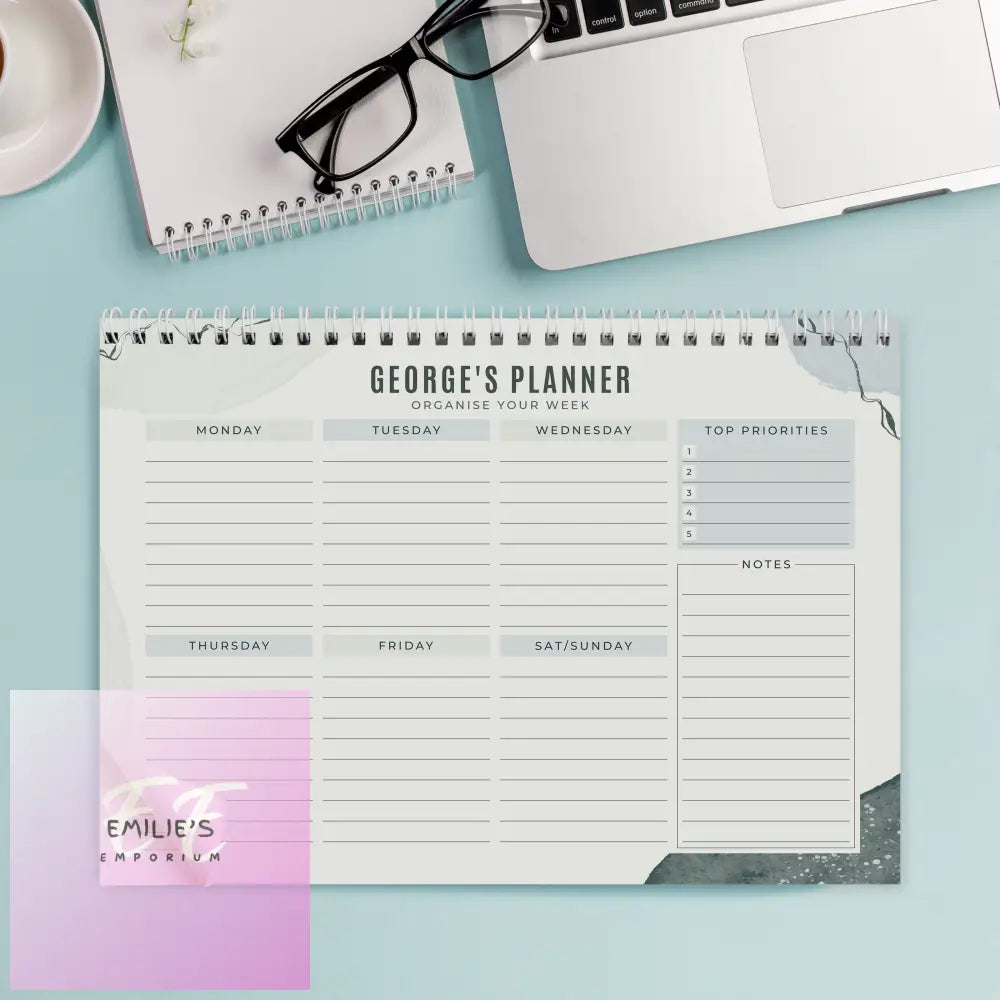 Personalised Abstract A4 Desk Planner