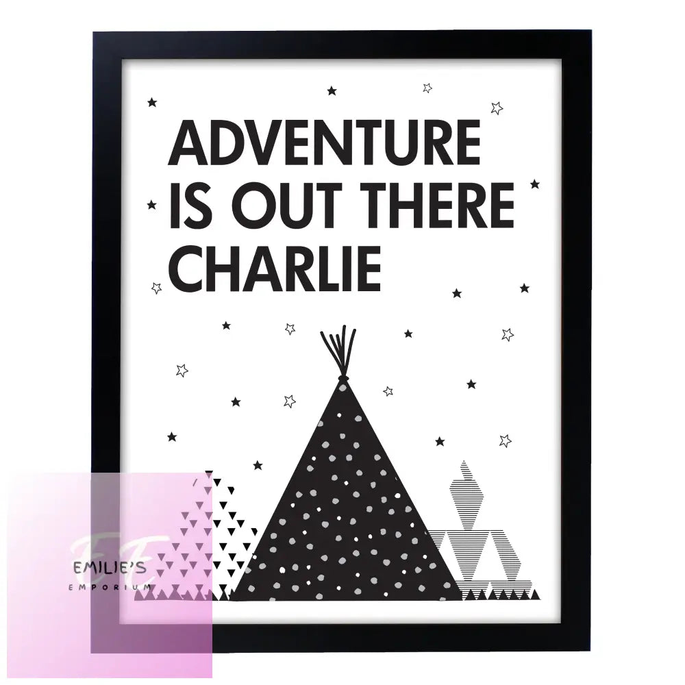 Personalised Adventure Is Out There Black Framed Print