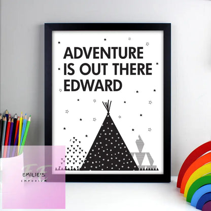 Personalised Adventure Is Out There Black Framed Print