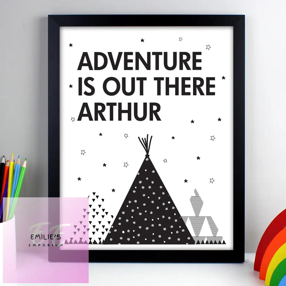 Personalised Adventure Is Out There Black Framed Print