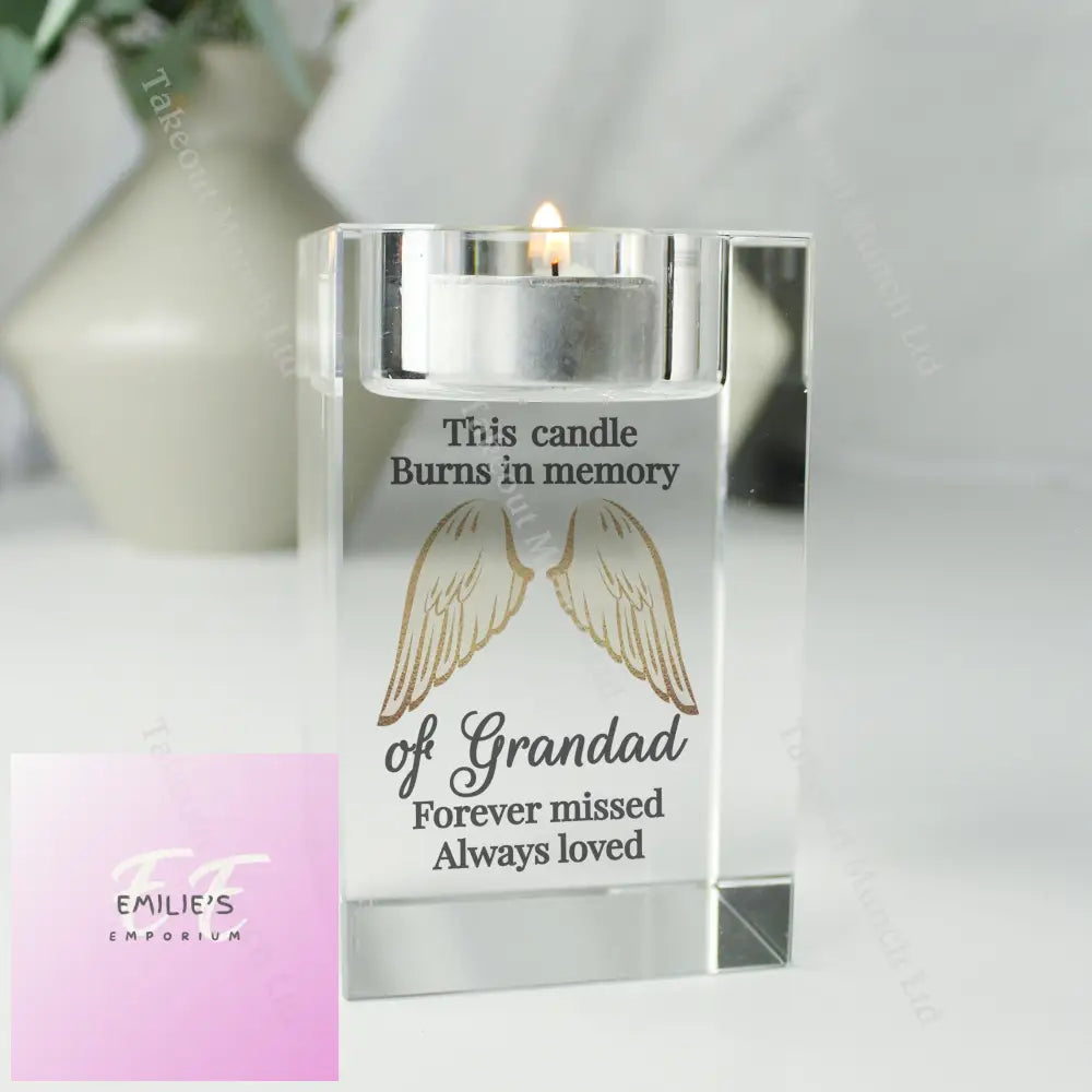 Personalised Angel Wings Memorial Glass Tealight Holder