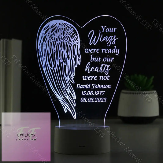 Personalised Angel Wings Memorial Led Light