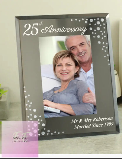 Personalised Anniversary 6X4 Diamante Glass Photo Frame