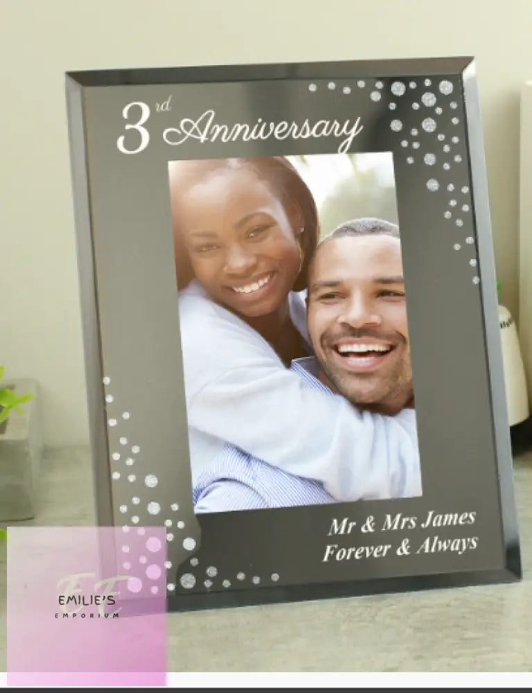 Personalised Anniversary 6X4 Diamante Glass Photo Frame