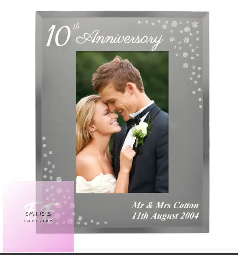 Personalised Anniversary 6X4 Diamante Glass Photo Frame