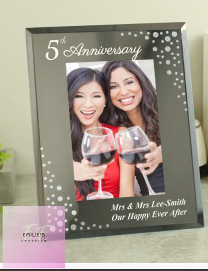 Personalised Anniversary 6X4 Diamante Glass Photo Frame