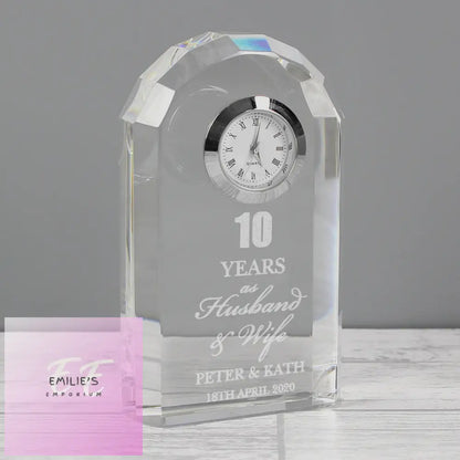 Personalised Anniversary Crystal Clock