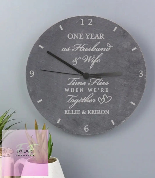 Personalised Anniversary Slate Clock 