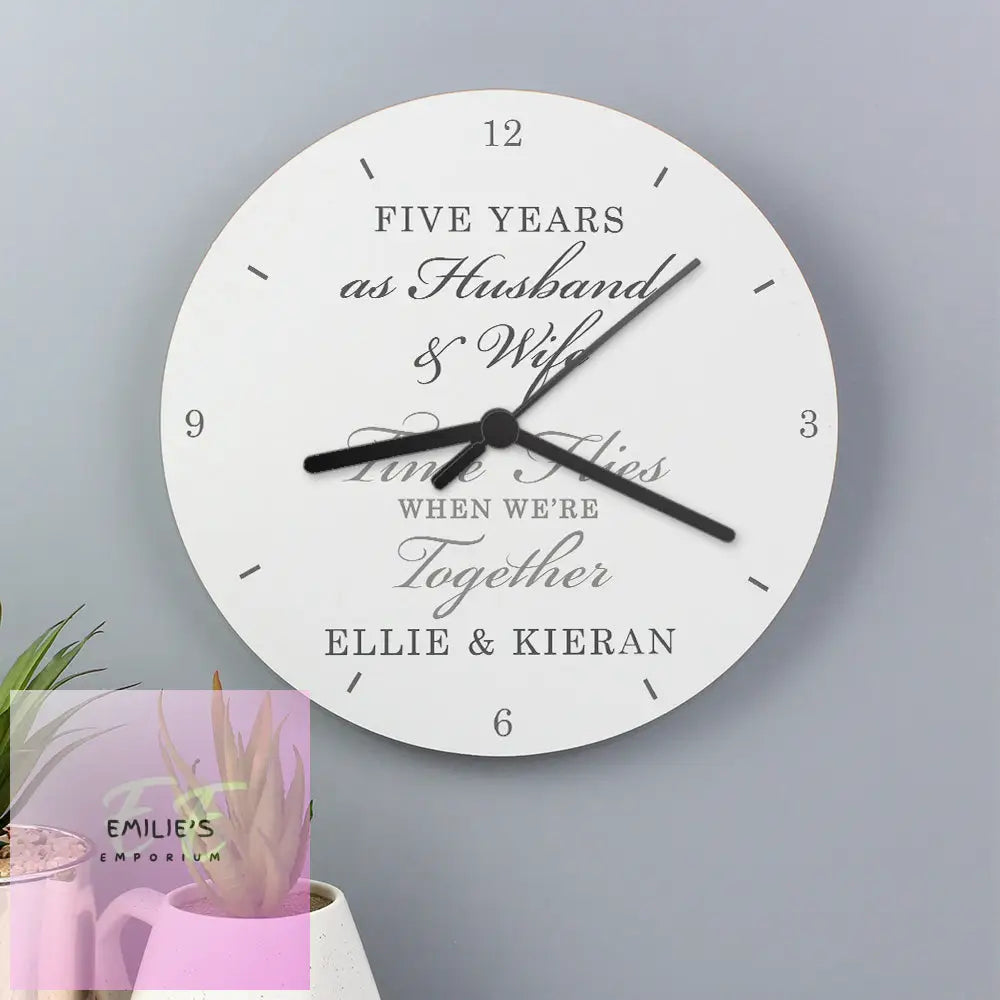 Personalised Anniversary Wooden Clock