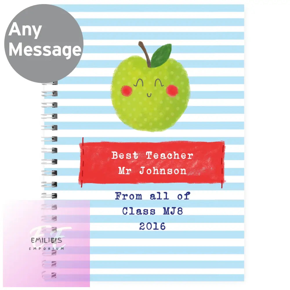 Personalised Apple For The Teacher A5 Notebook