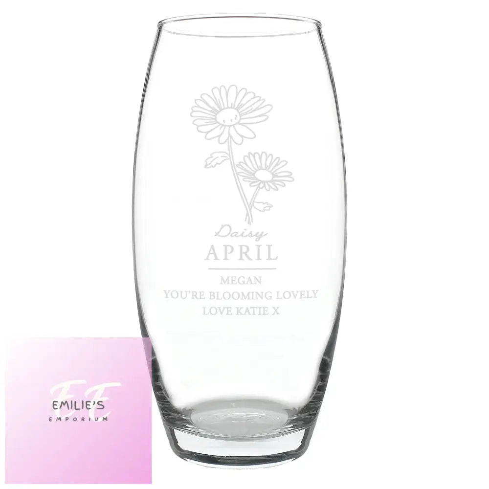 Personalised April Birth Flower Bullet Vase