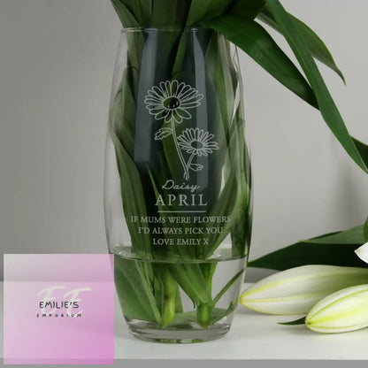 Personalised April Birth Flower Bullet Vase