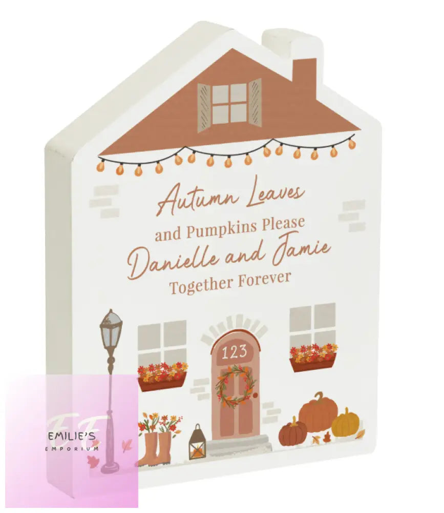 Personalised Autumnal Wooden House Ornament