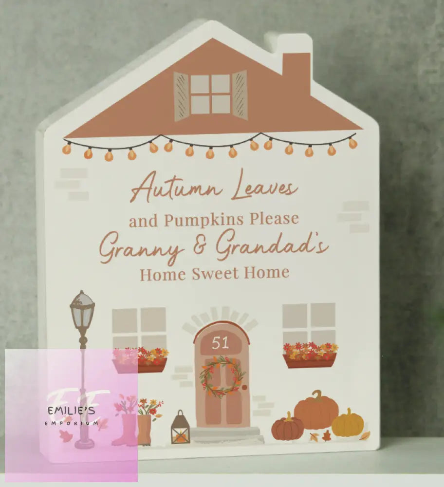 Personalised Autumnal Wooden House Ornament