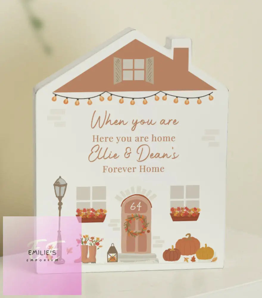 Personalised Autumnal Wooden House Ornament