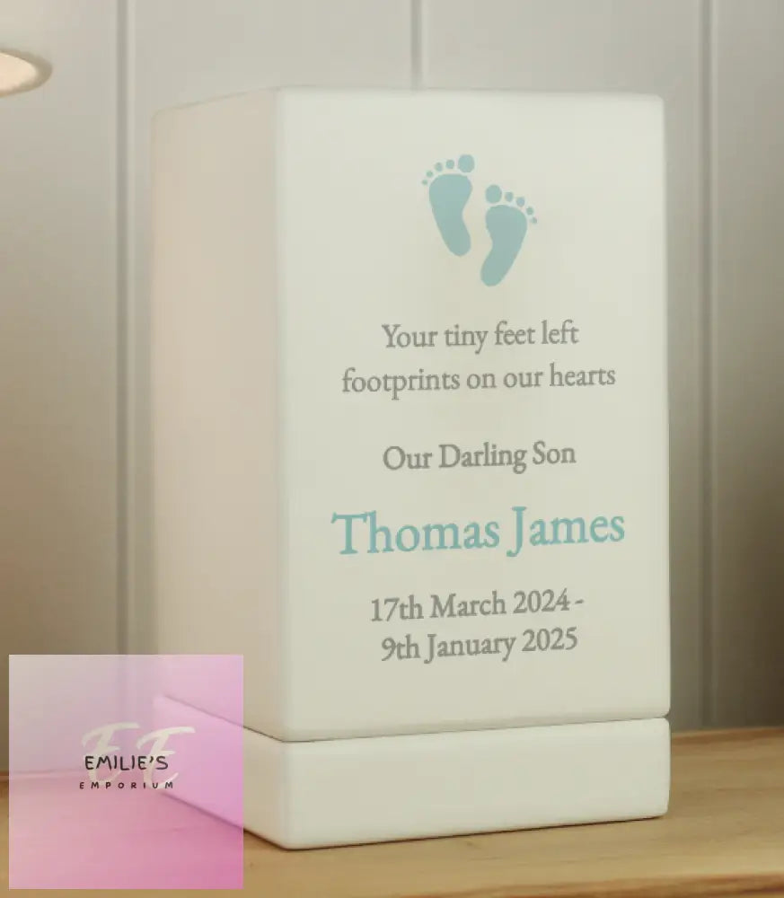 Personalised Baby Boy Small Wooden Urn