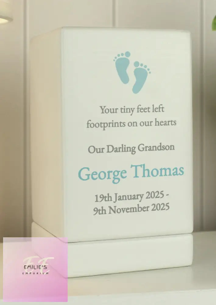 Personalised Baby Boy Small Wooden Urn