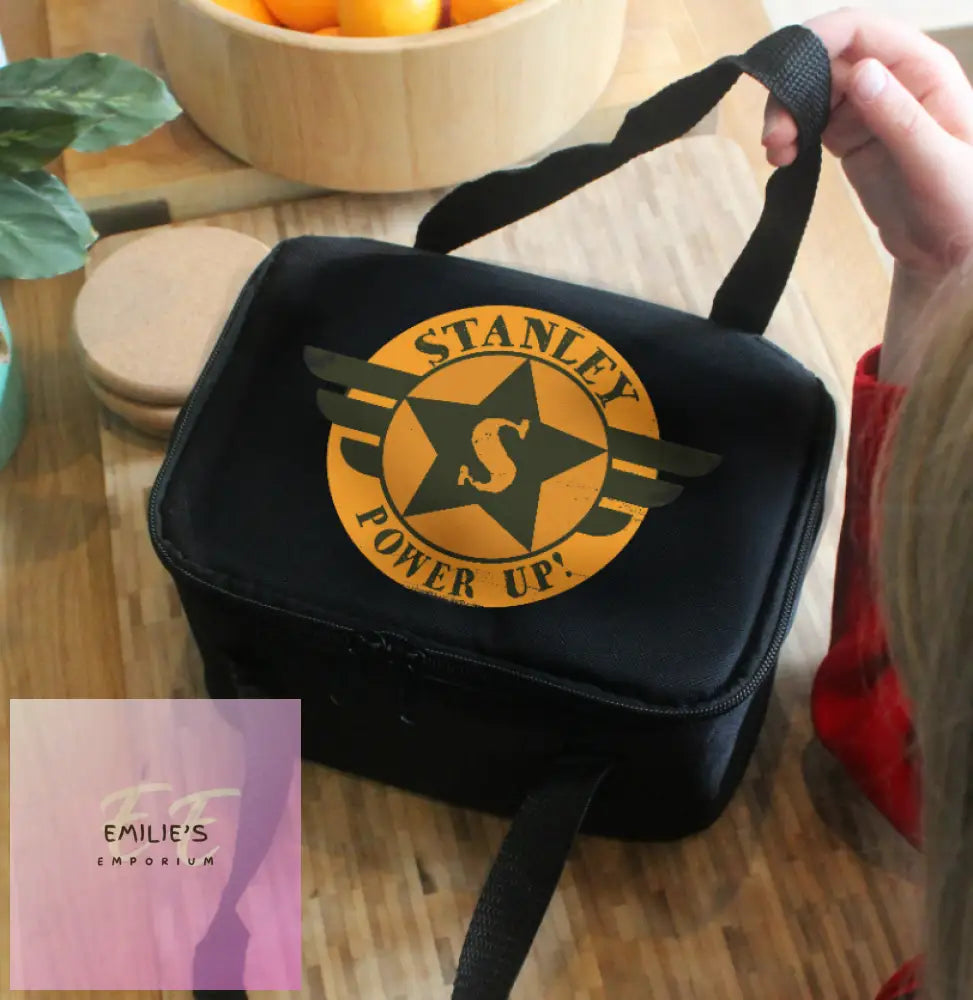 Personalised Badge Black Lunch Bag