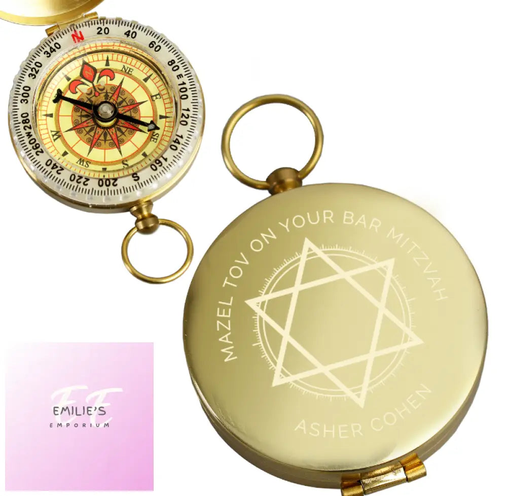 Personalised Bar And Bat Mitzvah Keepsake Compass