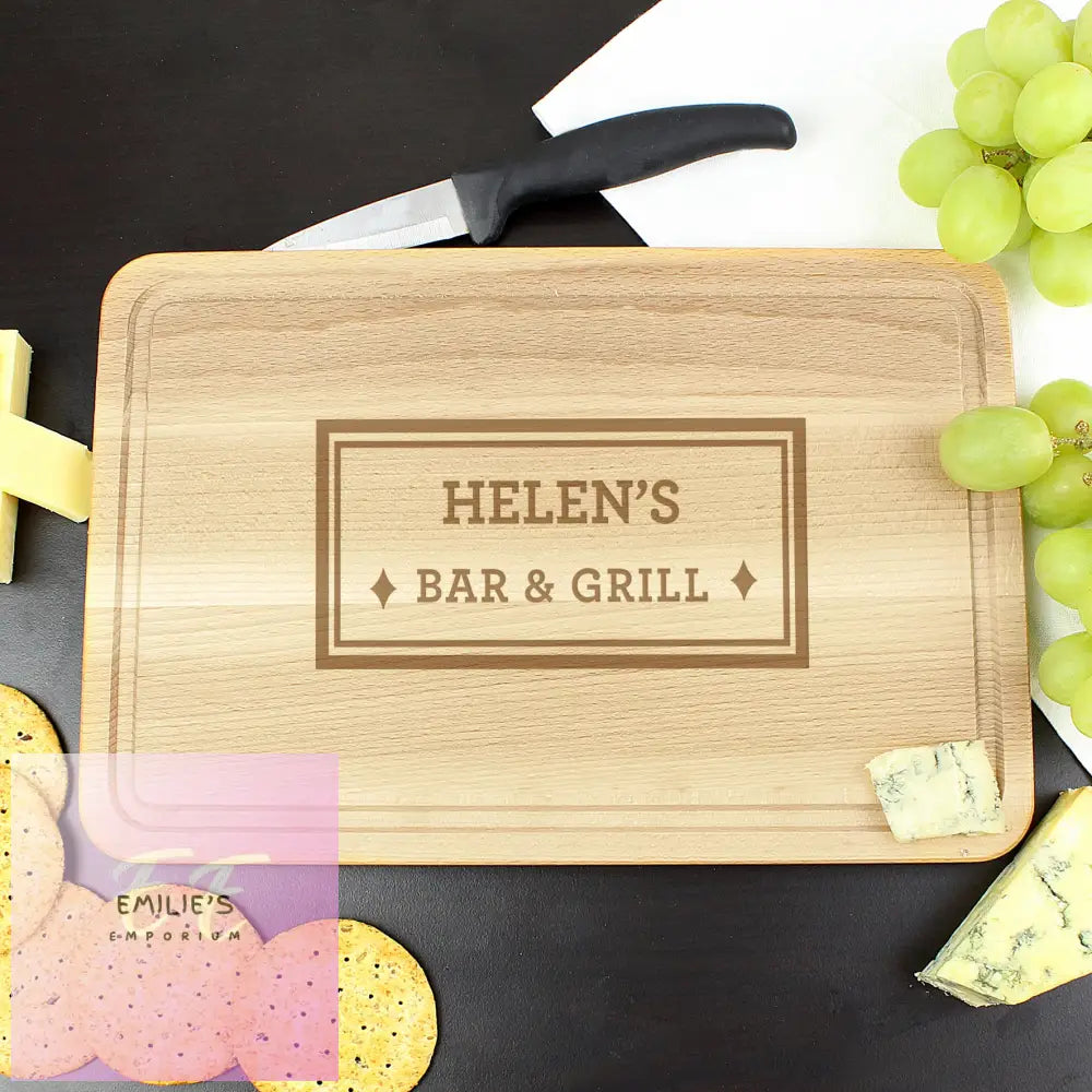 Personalised Bar & Grill Large Chopping Board