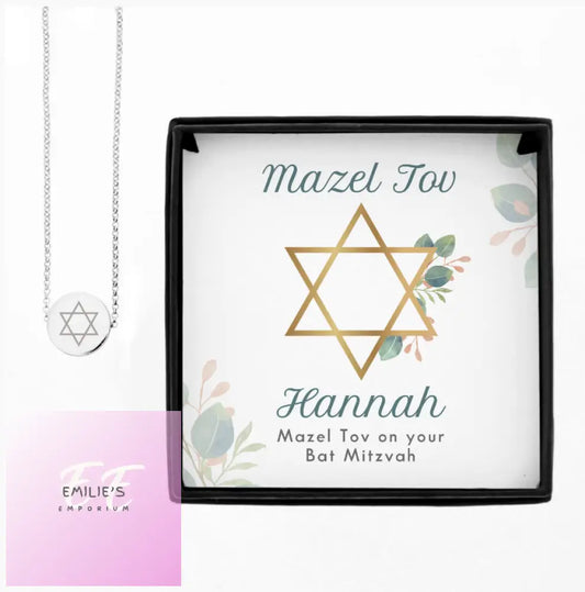 Personalised Bat Mitzvah Sentiment Silver Tone Necklace And Box