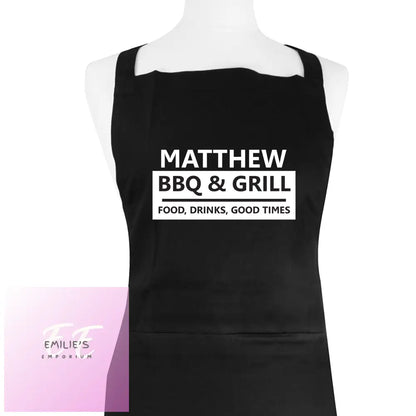 Personalised Bbq & Grill Black Apron