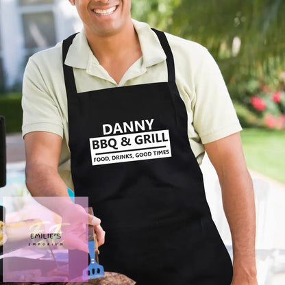 Personalised Bbq & Grill Black Apron