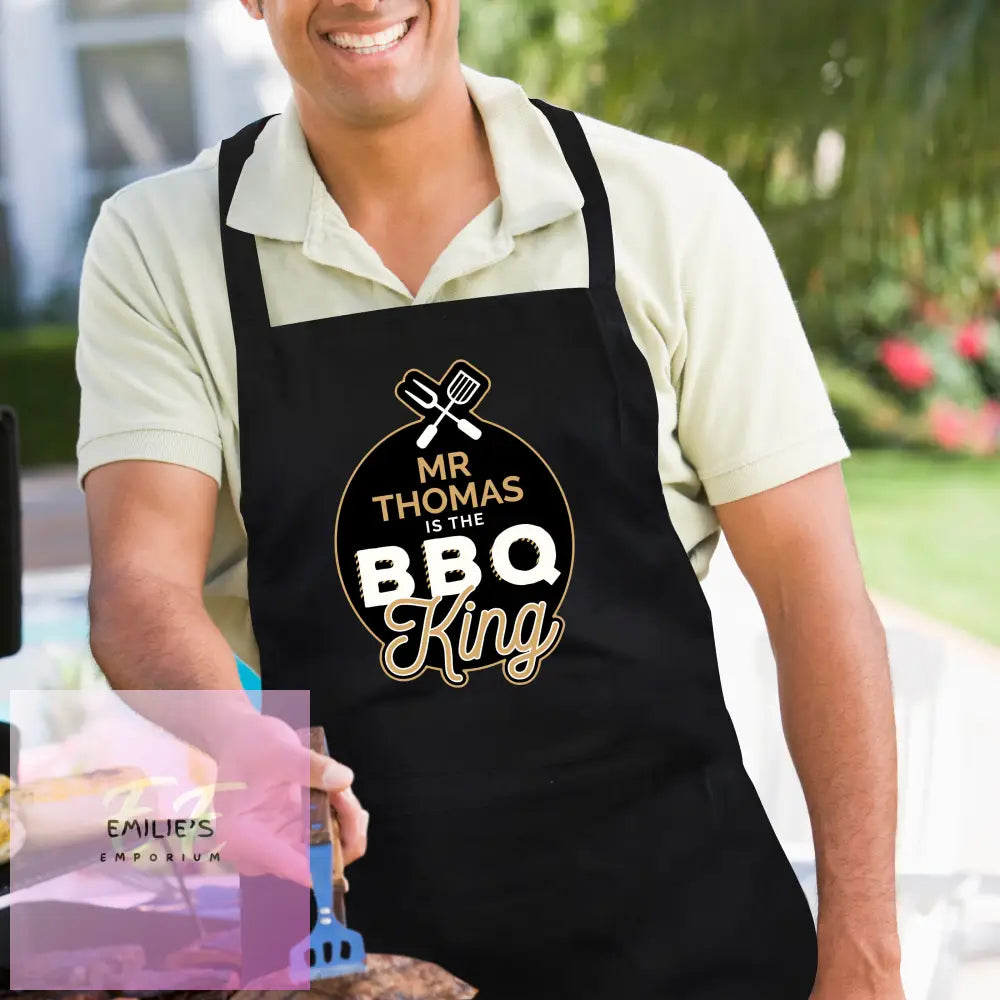 Personalised Bbq King Black Apron