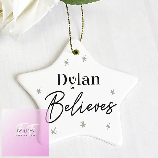 Personalised Believes Ceramic Star Decoration