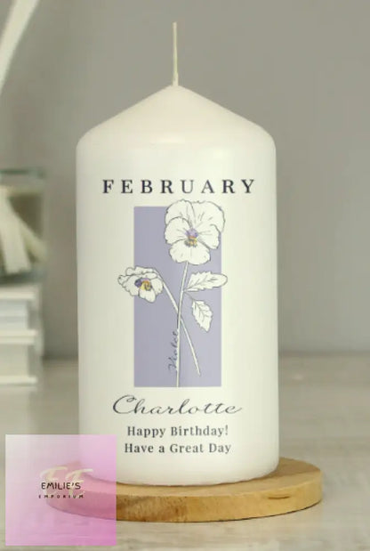 Personalised Birth Flower Pillar Candle