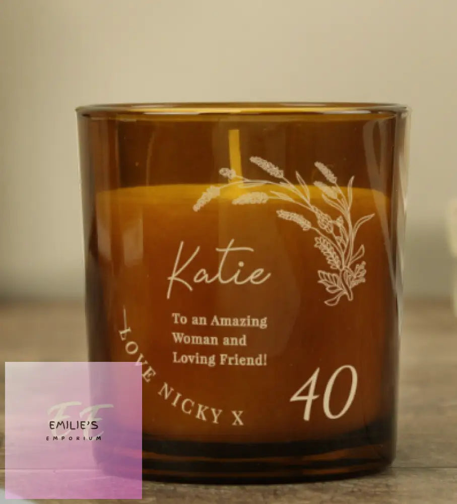 Personalised Birthday Amber Glass Candle