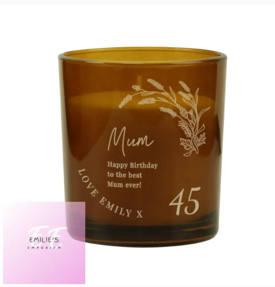 Personalised Birthday Amber Glass Candle