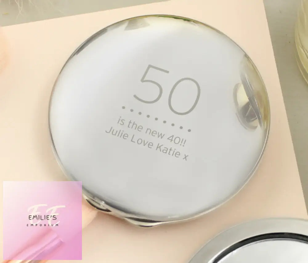 Personalised Birthday Big Age Round Compact Mirror