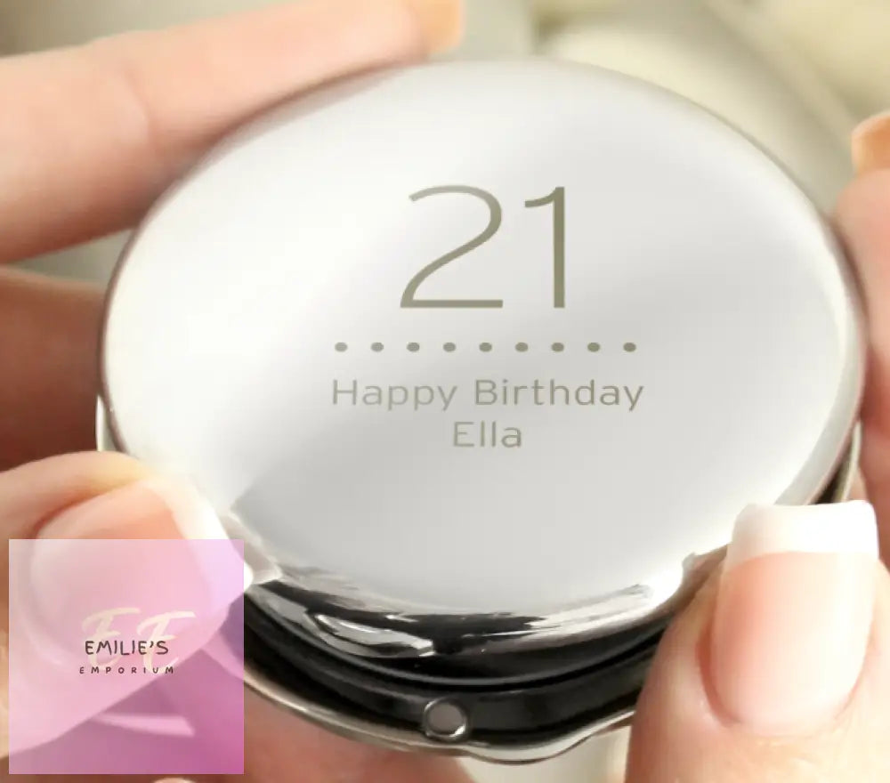 Personalised Birthday Big Age Round Compact Mirror