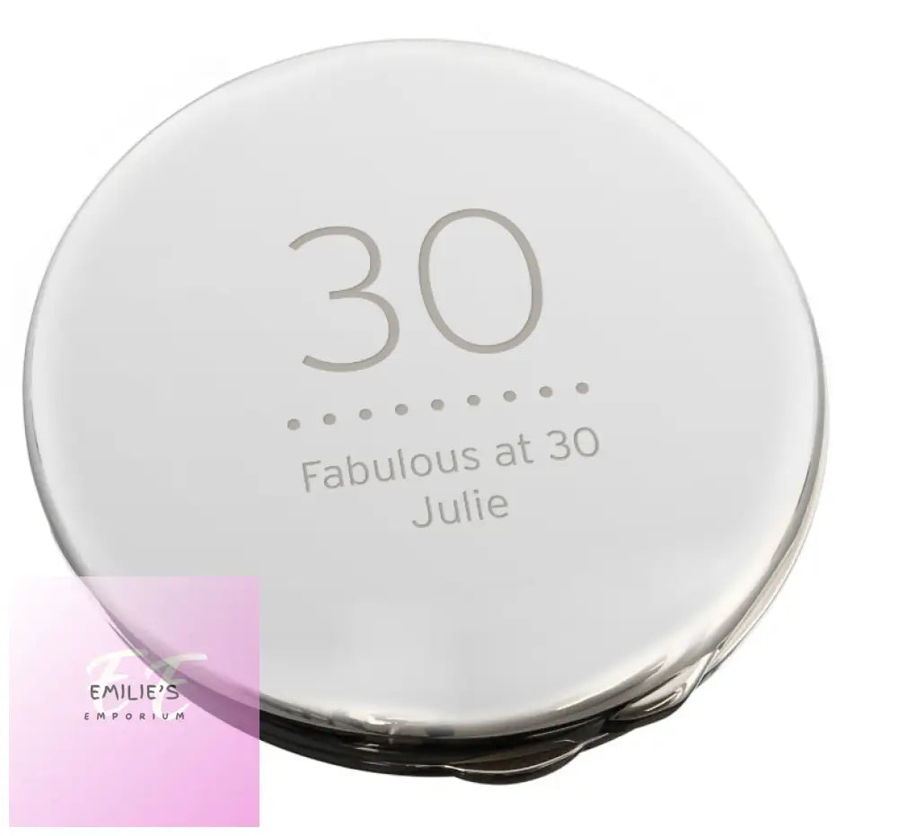 Personalised Birthday Big Age Round Compact Mirror