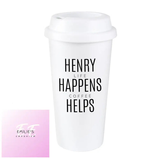 Personalised Black Text Slogan Insulated Reusable Eco Travel Cup Cup