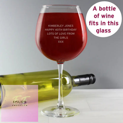 Personalised Bold Statement Bottle Of Wine Glass