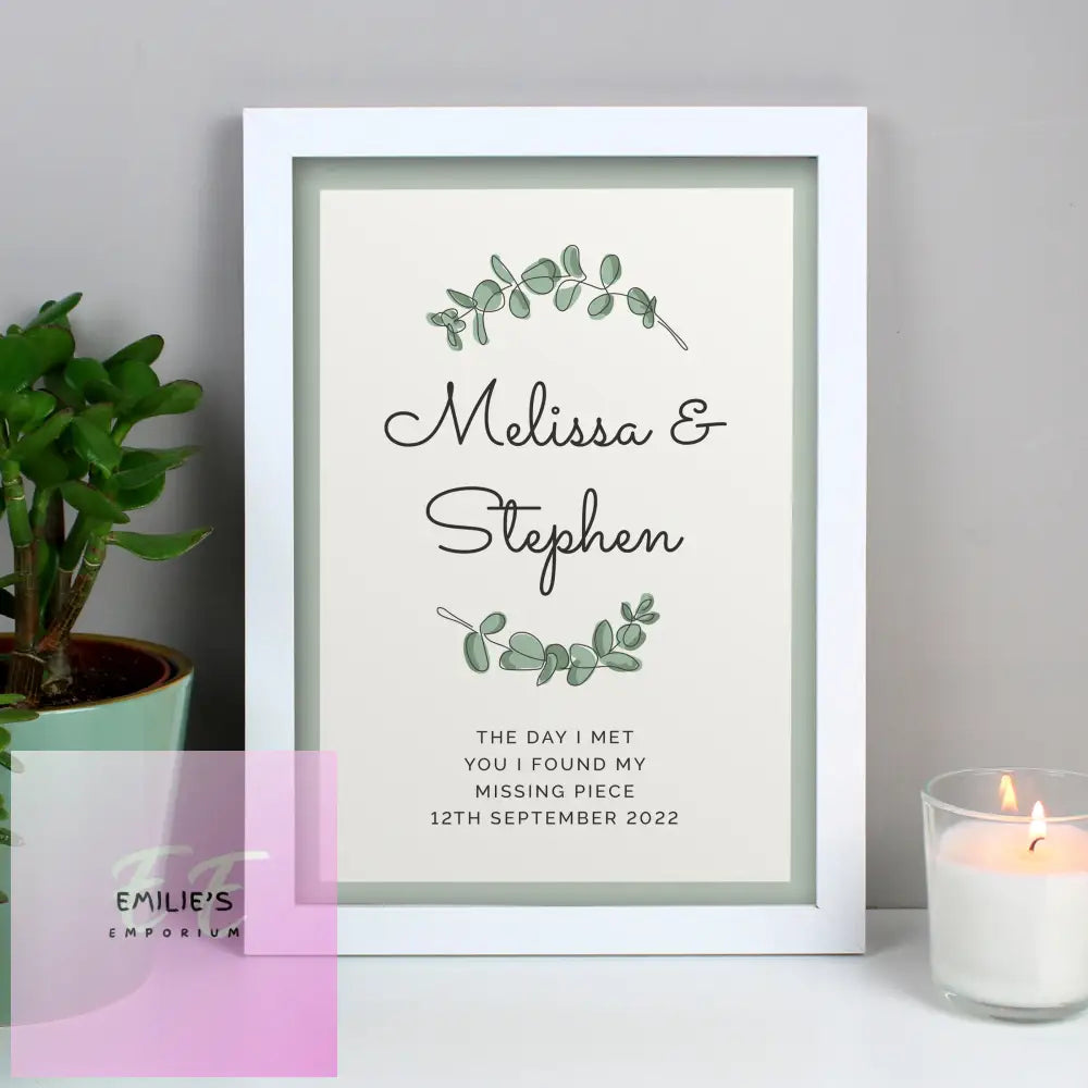 Personalised Botanical A4 White Framed Print