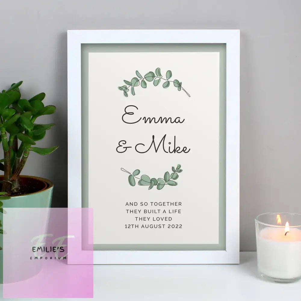 Personalised Botanical A4 White Framed Print