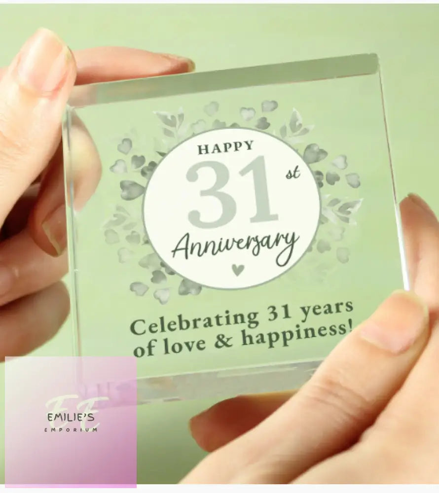 Personalised Botanical Anniversary Crystal Token