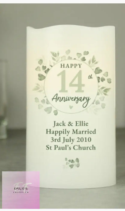 Personalised Botanical Anniversary Led Candle