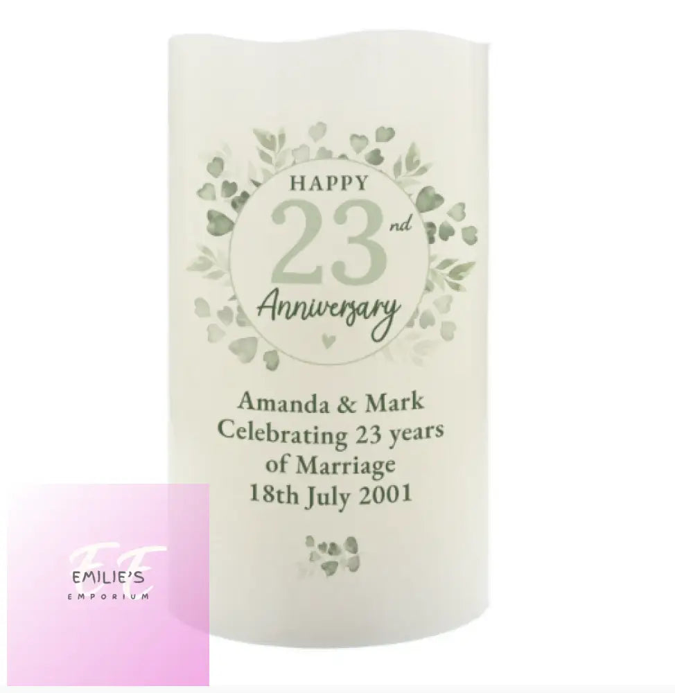 Personalised Botanical Anniversary Led Candle