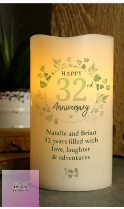 Personalised Botanical Anniversary Led Candle