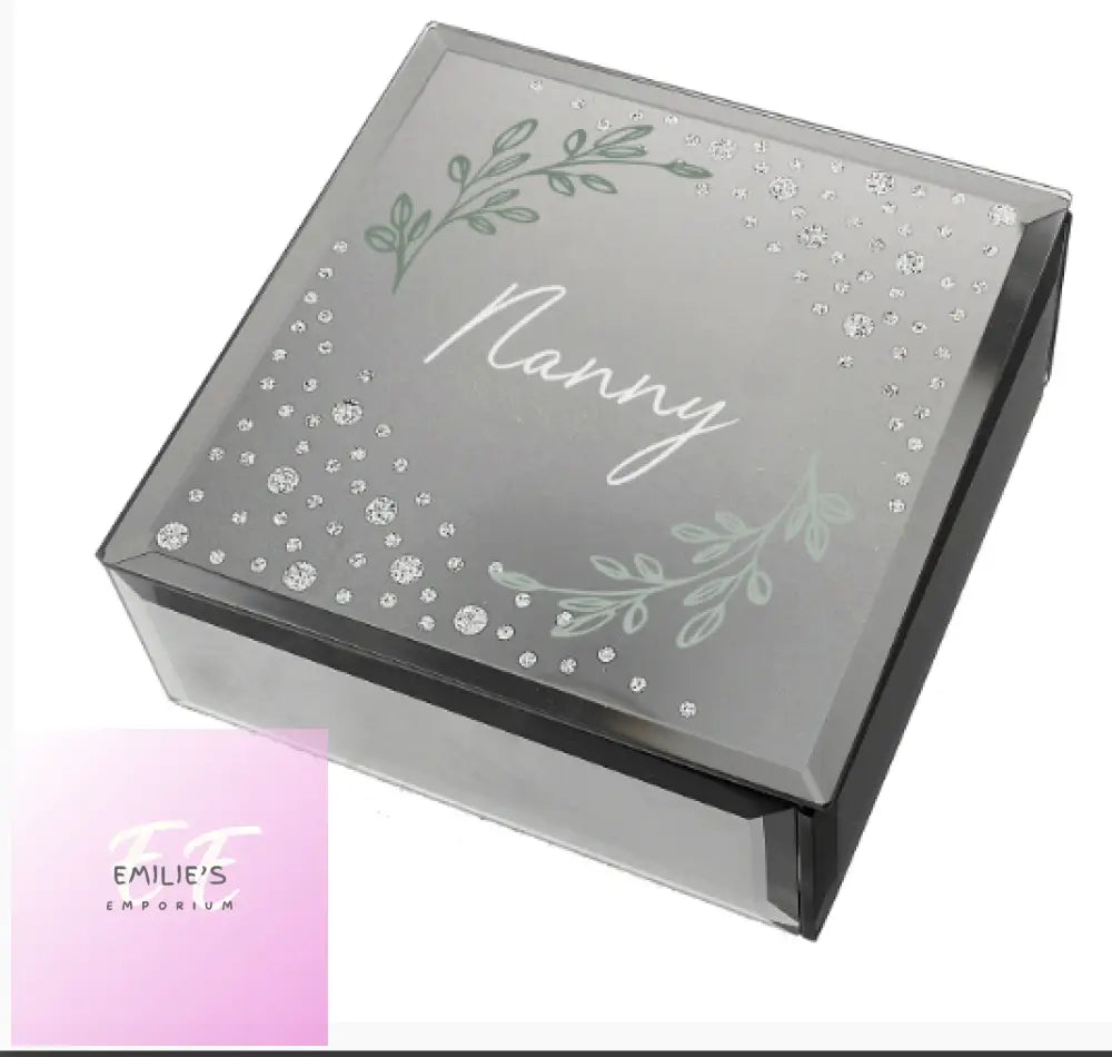 Personalised Botanical Diamante Mirrored Trinket Box